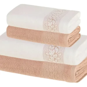 Jogo De Toalhas 4 Peças Fio Cardado 100% Algodão Provence Karsten Branco Argila Provence