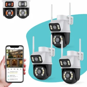 Kit 3 Câmera Segurança Ip Externa Wifi A28 A31 App Icsee Prova Dagua IP66 Dome Lente Dupla Lentes 2 Em 1 Vigilância Visão Noturna Infravermelho Casenn