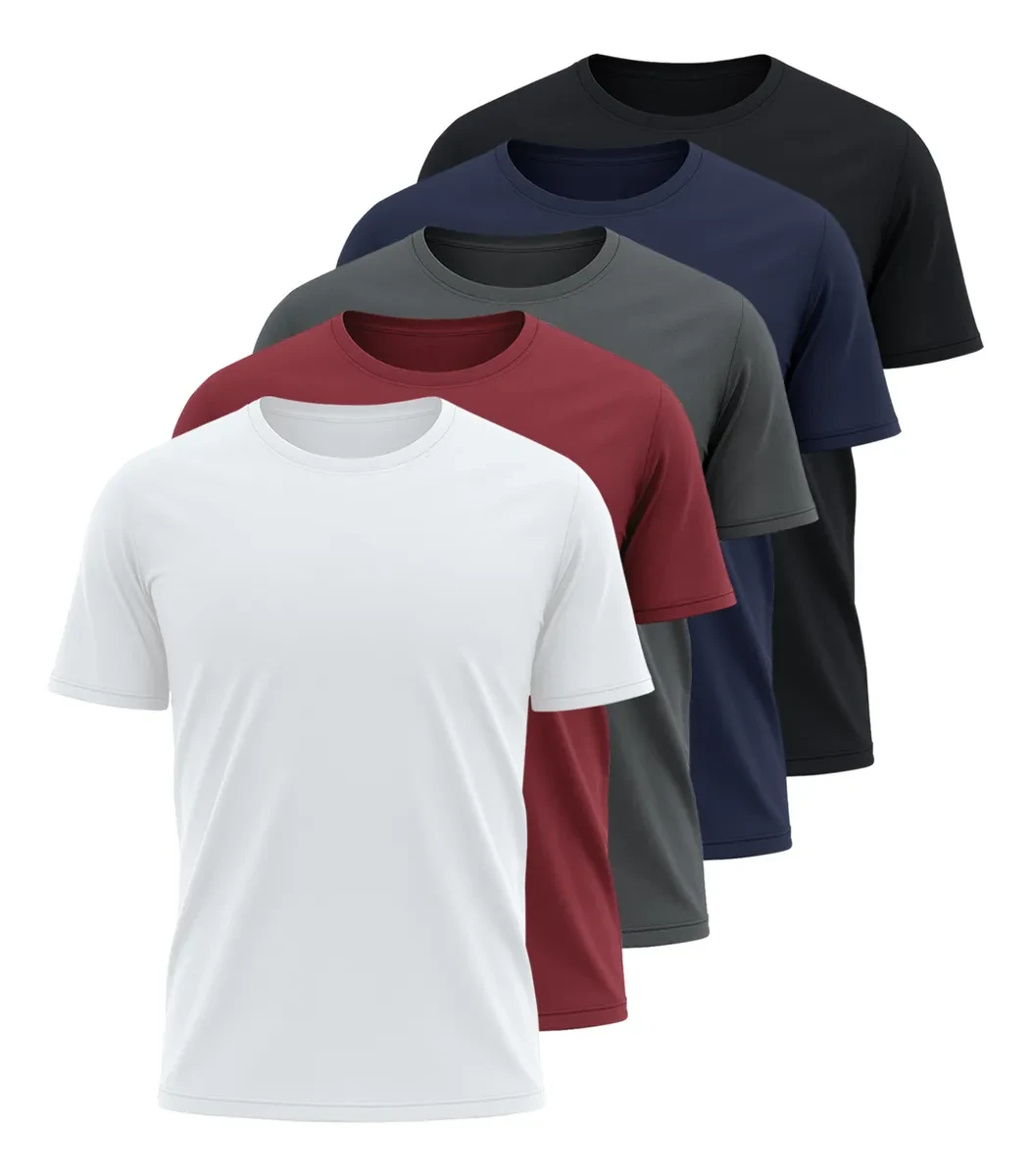 Kit 5 Camisetas Dry Fit Masculinas Veronz | Frete Grátis e Conforto Premium Camiseta Dry Fit Masculina - Kit 5 Camisetas Básicas Masculina Dry