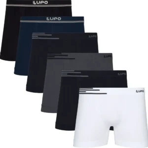 Kit 6 Cuecas Lupo Boxer Box Sem Costura Basic Microfibra