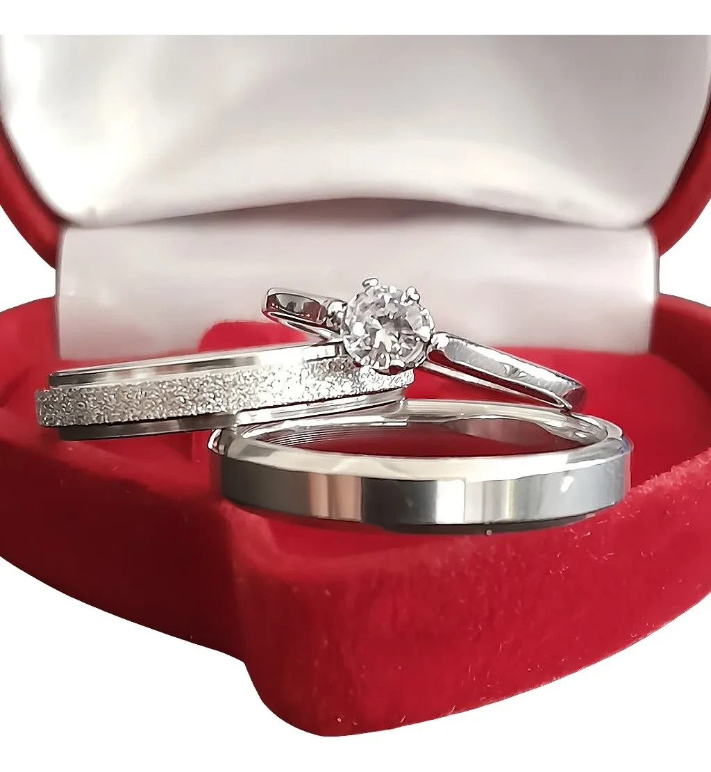 Melhor Preço! Par de Alianças de Compromisso Aço 4mm + Caixinha alianças de compromisso - Par Alianças Aliança Compromisso Aço 4mm