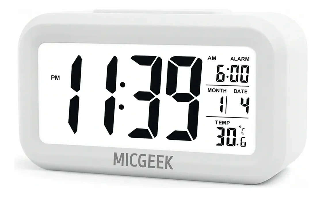 Relógio Digital Despertador Micgeek Branco Original com Luz LED Relógio Digital Micgeek - Relógio Digital Micgeek Despertador