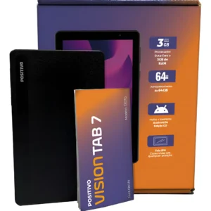 Tablet Positivo Vision TAB 7 – Processador Octa-Core 3GB RAM 64GB Armazenamento, Tela 7” IPS, Bateria 3100mAh, Android 14 Go, Wi-fi – Preto