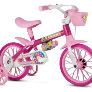 bicicleta infantil aro 12 - Bicicleta Infantil Nathor Flower 12 Rosa