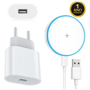 Carregador Indução Magnético Sem Fio Turbo Compativel Com iPhone 11 12 13 14 15 16 Pro Max Samsung Galaxy S25 S24 S23 S22 S21 S20 Fe Ultra Xiaomi Motorola Branco Dtimp