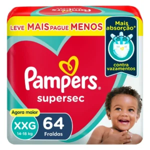 Fraldas Pampers Supersec XXG - Fraldas Pampers Supersec XXG 64 Unidades