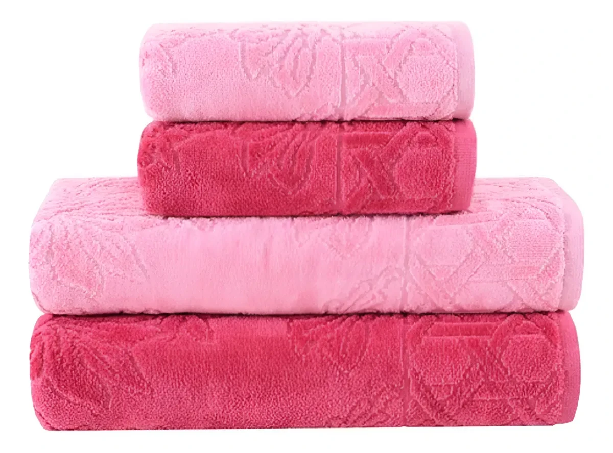 Jogo de Toalhas Buddemeyer Village 4 Peças Rosa Chic | Frete Grátis jogo de toalhas Buddemeyer Village - Jogo de Toalhas Buddemeyer Village 4