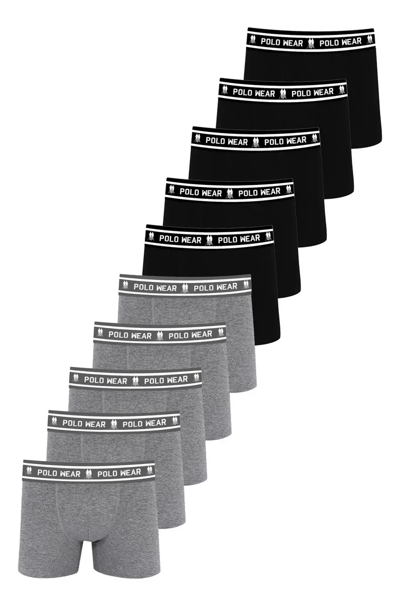 Kit 10 Cuecas Boxer Polo Wear - Melhor Preço e Conforto Original cueca boxer algodão - Kit 10 Cuecas Boxer Polo Wear