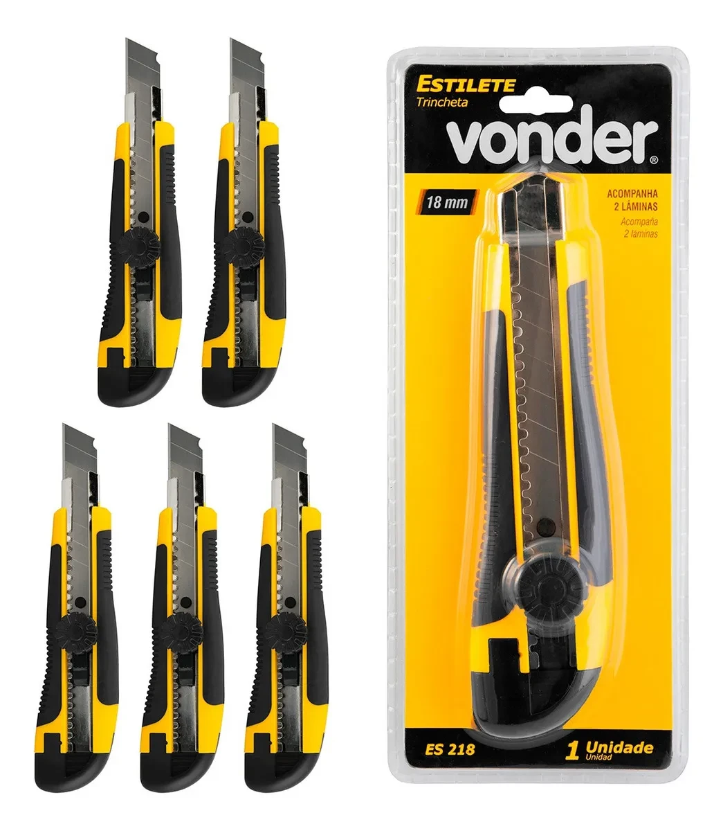 Kit 5 Estilete Profissional Vonder ES218: Melhor Preço e Frete Grátis! estilete profissional - Kit 5 Estilete Profissional Vonder ES