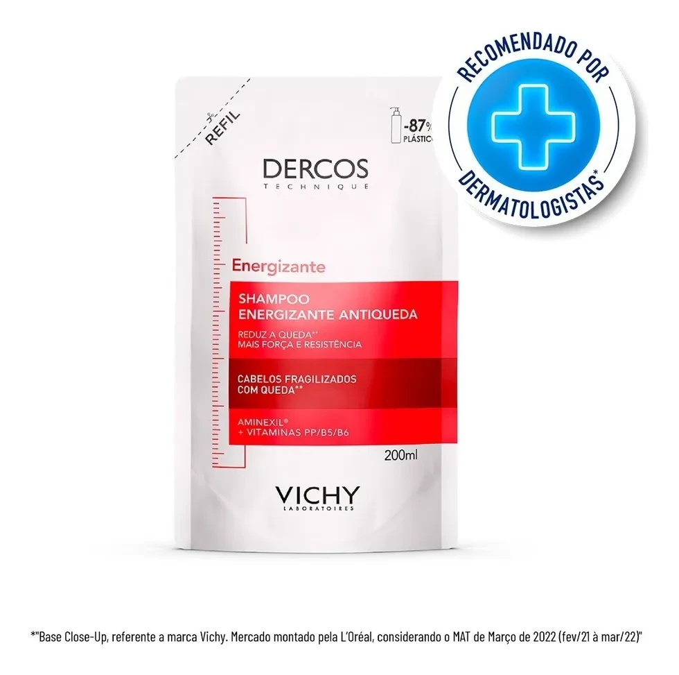 Shampoo Antiqueda Vichy Dercos 200ml: Frete Grátis + Melhor Preço! Shampoo Antiqueda Vichy - Refil Shampoo Energizante Antiqueda Vichy Dercos