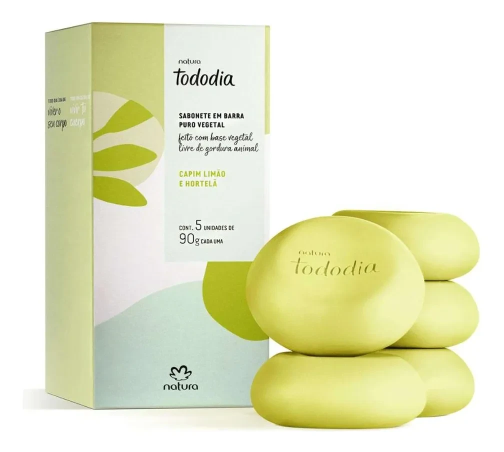 Sabonete em Barra Natura Tododia Capim Limão e Hortelã 5un 90g Sabonete em Barra Natura Tododia Capim Limão e Hortelã 5un 90g
