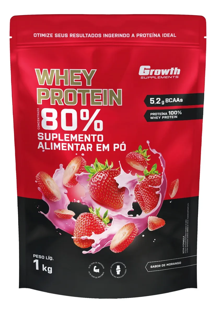 Whey Protein Concentrado Growth Supplements Morango Original: Melhor Preço e Oferta! Whey Protein Concentrado Growth Supplements - Whey Protein Concentrado Growth Supplements Morango