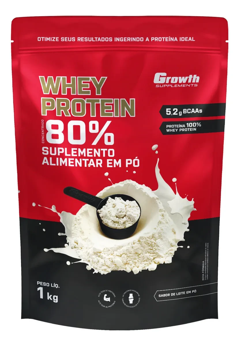Melhor Whey Protein Concentrado Leite em Pó Growth Supplements Original Whey Protein Concentrado - Whey Protein Concentrado Growth Supplements Leite