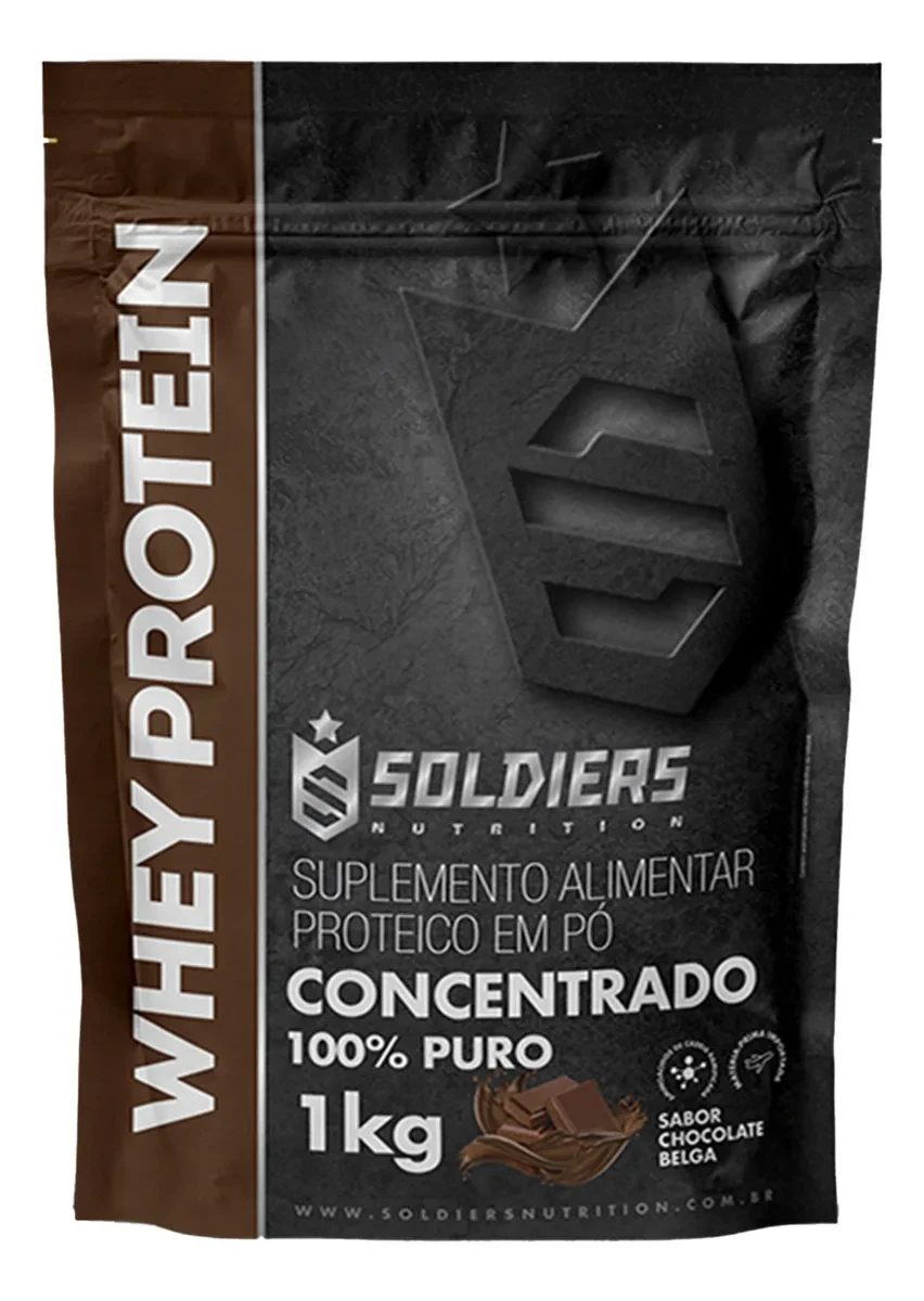 Whey Protein Concentrado 1kg Sabor Chocolate Belga Soldiers Nutrition Rico em Proteína Treino Whey Protein Concentrado 1kg Sabor Chocolate Belga Soldiers Nutrition Rico em Proteína Treino