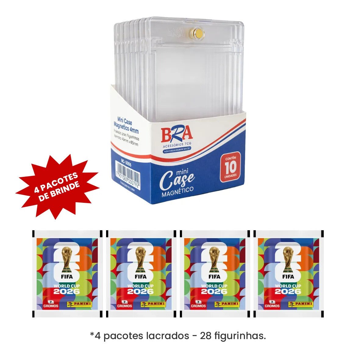 10 Case Magnético Figurinhas + 04 Pacotes Lacrados Da Copa 10 Case Magnético Figurinhas + 04 Pacotes Lacrados Da Copa