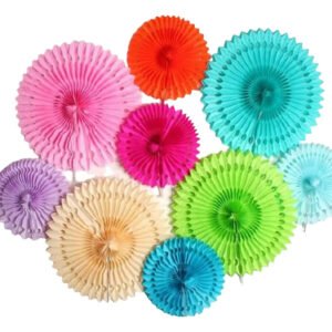 10 Roseta Leque De Papel Aniversario Carnaval Margarida 30cm
