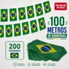 Varal Bandeirinhas Brasil Plástico 20x16cm Copa, Pontual Festas, Decoração Patriótica