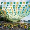 100m Bandeirinha Copa Mundo Verde E Amarela Plástico Brasil Verde E Amarelo Brasil