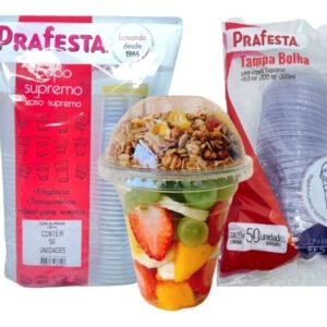 Kit Copo com Tampa Bolha Sem Furo 150ml Prafesta Transparente 100 unidades