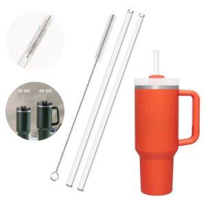 2 Canudos Substituição Compatíveis Copo Stanley Quencher 30oz 40oz, Transparente Tritan Rígido Com Escova De Limpeza