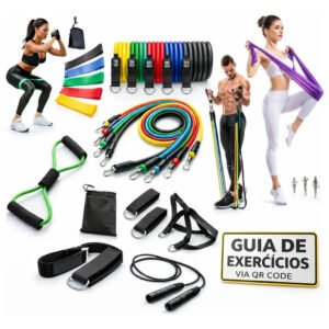 Kit 20 Itens Elasticos Extensor Miniband Crosstube Thera Corda Reativo sport fitness