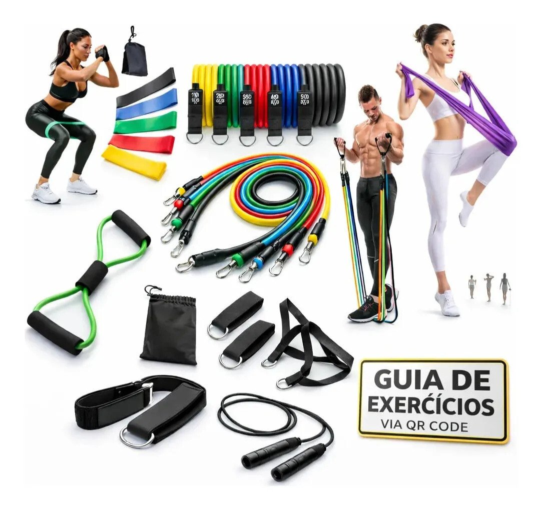 Oferta! Kit 20 Itens Elasticos Extensor Miniband Crosstube Thera Corda Original Kit 20 Itens Elasticos Extensor Miniband Crosstube Thera Corda Reativo sport fitness