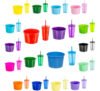 Kit Balde Pipoca 1,5l + 20 Copo Twister 500ml - Kit cinema colorido
