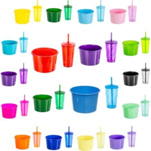 Kit Balde Pipoca 1,5l + 20 Copo Twister 500ml - Kit cinema colorido