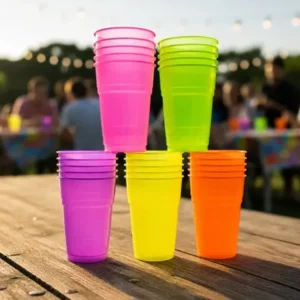 200 Copos Descartável Neon Festa Balada 300ml Sortido Brilho