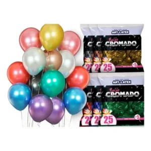 25 Balão Bexiga Alumínio Cromado 5 Polegadas Art Latex