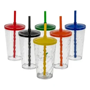 Kit 25 Copos Twister 500ml com Tampa e Canudo para Lembrancinhas Festa