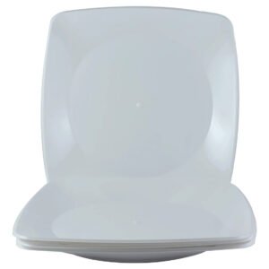 50 Pratos Acrílico Quadrado Refeição Resistente 22cm – Cores