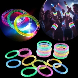 50 Pulseira Bracelete De Led Pisca Acrílicos Coloridos Festa Variadas