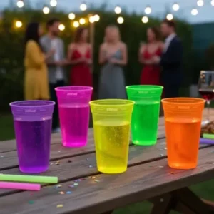 550ml 50 Copos Descartável Neon Festa Balada Sortido Brilho Colorido