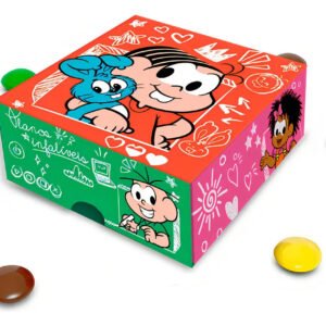 Caixa para doces Turma da Monica - Kit com 6 unidades em cores verde, vermelho e rosa