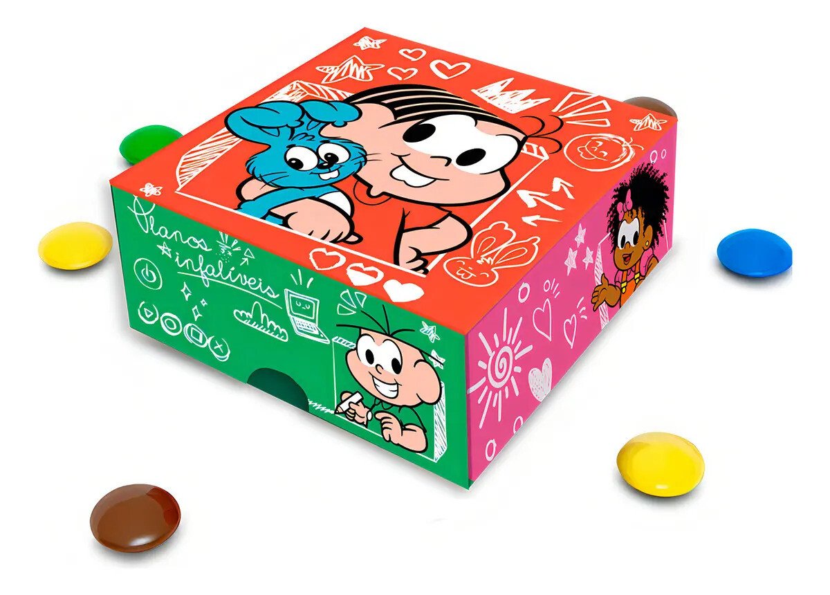 Caixa para doces Turma da Monica Desconto Frete Grátis Caixa para doces Turma da Monica - Kit com 6 unidades em cores verde, vermelho e rosa