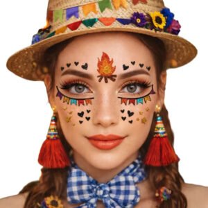 Adesivo De Rosto Decoração Facial Festa Junina Bandeirinhas