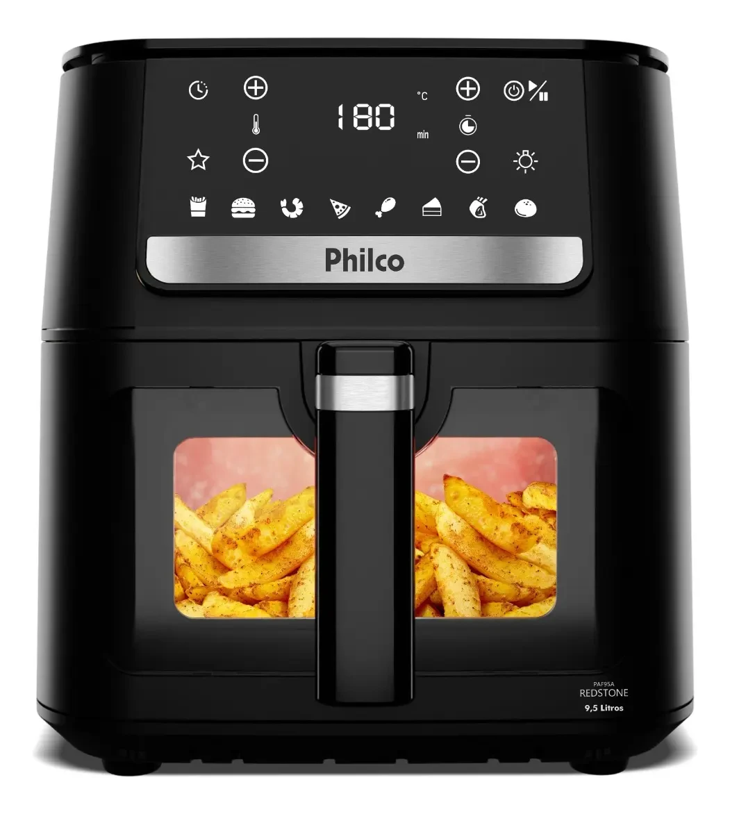 Air Fryer Philco 9,5L Visor Glass Redstone 1800W Melhor Preço Air Fryer Philco 9,5L Visor Glass Redstone 1800W Cozinha Saudável