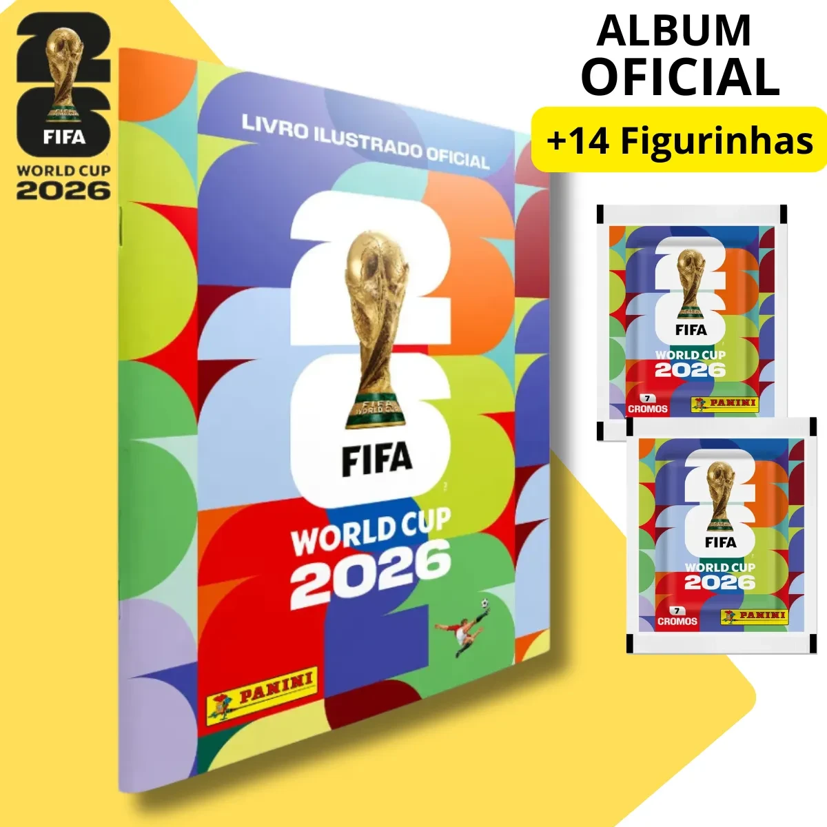 Álbum Copa do Mundo FIFA 2026 Panini + 2 Pacotes Figurinhas Frete Grátis Capa do Album Copa Do Mundo Fifa 2026 Panini com pacotes de figurinhas