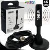 Antena Digital 4k Hd Interna Externa Para Tv Samsung LG Smart Led Lcd 3d Uhf Cabo Longo Com Base Magnética Preto