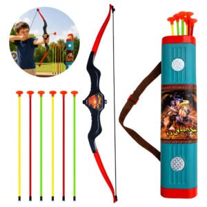 Arco E Flecha Europio Infantil Com Bolsa Aljava Lançador + Dardos Azul Esverdeado