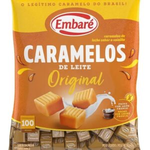 Bala de Caramelo de Leite com Baunilha Embaré Original 660g, embalagem com balas cremosas