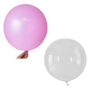 Kit Balão 24 Redondo Liso Bubble Bello Festas Rosa-chiclete