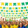 Bandeirinha Brasil Decoração 100m Varal Bandeirolas Plástico Verde E Amarela Brasil