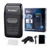 Barbeador Elétrico Kemei Km-1102 Preto USB Aço Inoxidável Recarregável