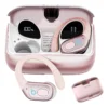 Fone de Ouvido Basike Bluetooth 5.4 TWS Corrida Gancho Rosa com estojo, LED, microfone e resistência à água