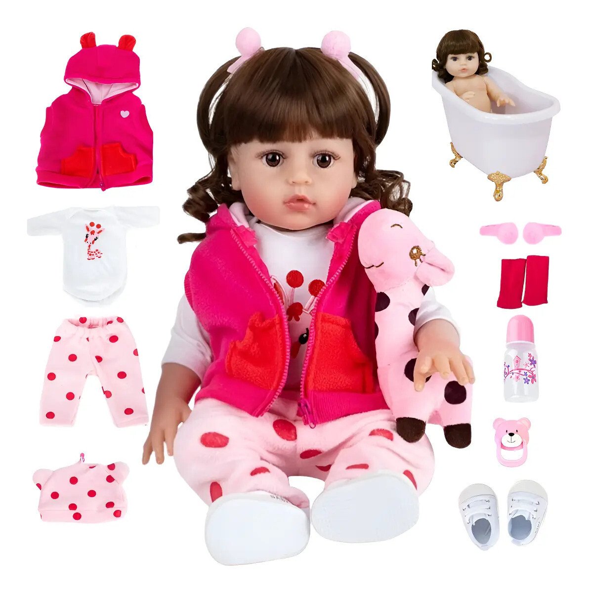 Bebê Reborn Boneca Silicone Girafinha Menina Pode Dar Banho Bebê Reborn Boneca Silicone Girafinha Menina Pode Dar Banho