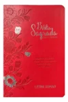Bíblia Sagrada Feminina Letra Jumbo Almeida Revista Corrigida Com Harpa E Corinhos Full Color Capa Luxo Floral Vermelha