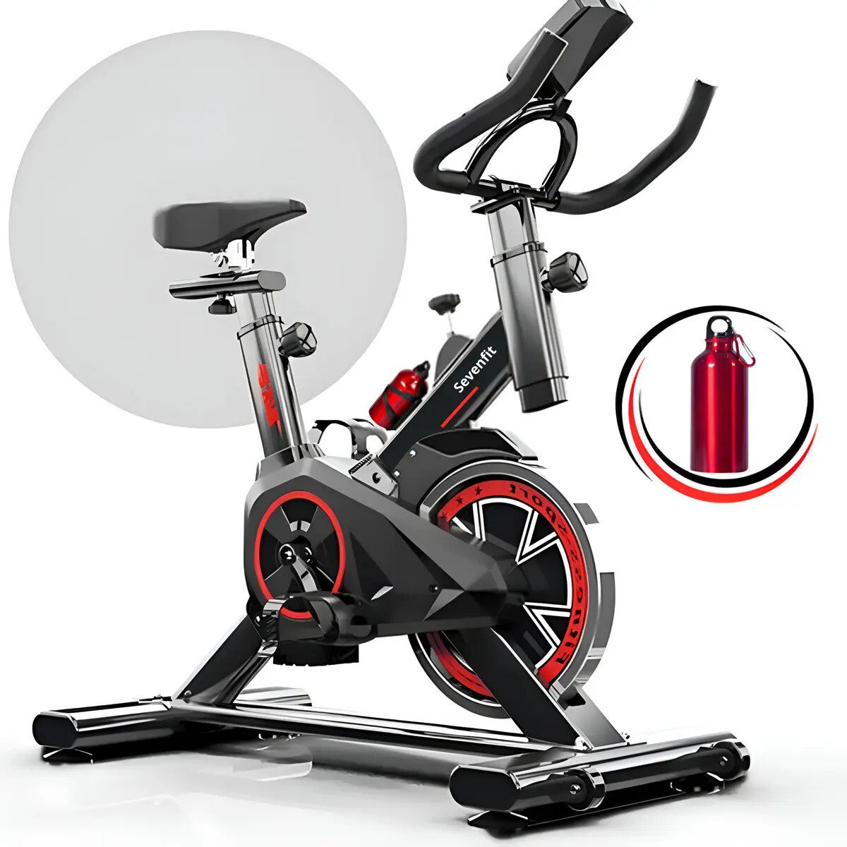 Bicicleta Ergométrica Fitness Para Cardio E Musculação Com Base Cor Preto E Vermelho 6kg Inercia Marca Sevenfit Bicicleta Ergométrica Fitness Para Cardio E Musculação Com Base Cor Preto E Vermelho 6kg Inercia Marca Sevenfit