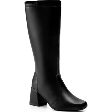 Bota Feminina Lumiss Salto Alto Cano Alto Bico Quadrado Promoção Bota Feminina Lumiss Salto Alto Cano Alto Bico Quadrado